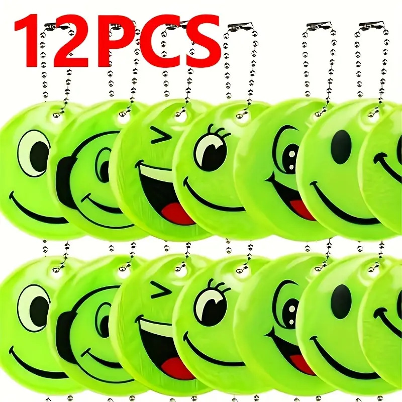 Cross-Border Pvc Reflective Smile Face Pendant Keychain Backpack Luggage Pendant Night Warning Jewelry Safety Pendant