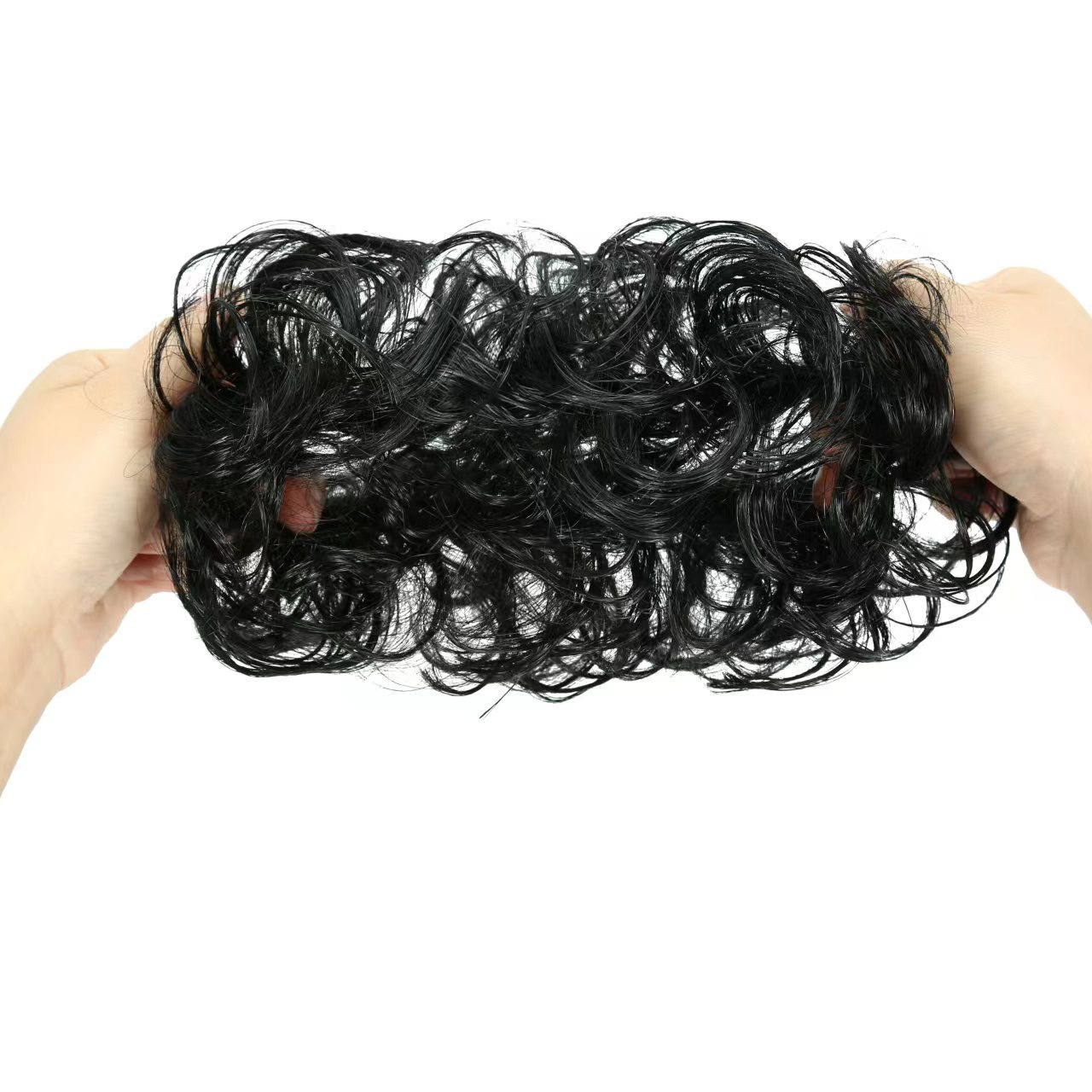 Factory supply natural black wig curly hair Ring Ball head fluffy wig lazy person coiled hair Bales