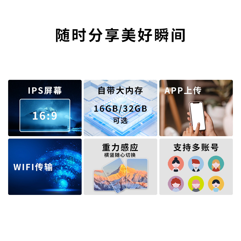 Cross-border 10.1 inch digital photo frame WIFI smart cloud photo frame IPS touch narrow side electronic photo album video playback