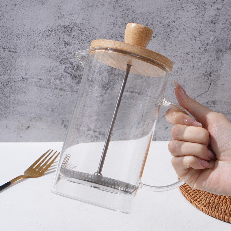 Cross-Border Hot Selling French Filter Press Pot, Simple Coffee Pot, Heat-Resistant Household Brewing All-In-One Tea Maker, Factory Direct Sale