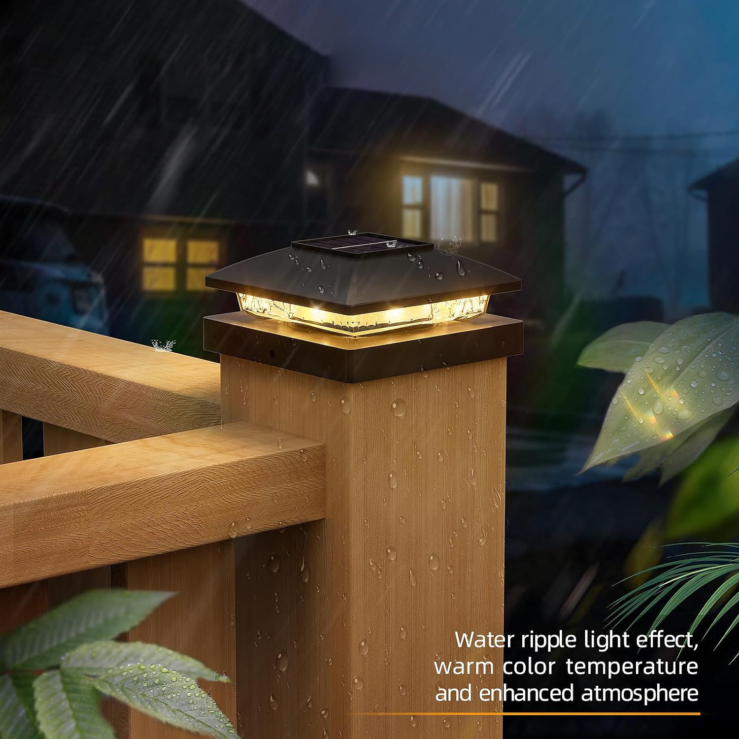 Amazon's New Outdoor Waterproof Solar Column Headlight Fence Courtyard Wall Garden Cap LED Column Light