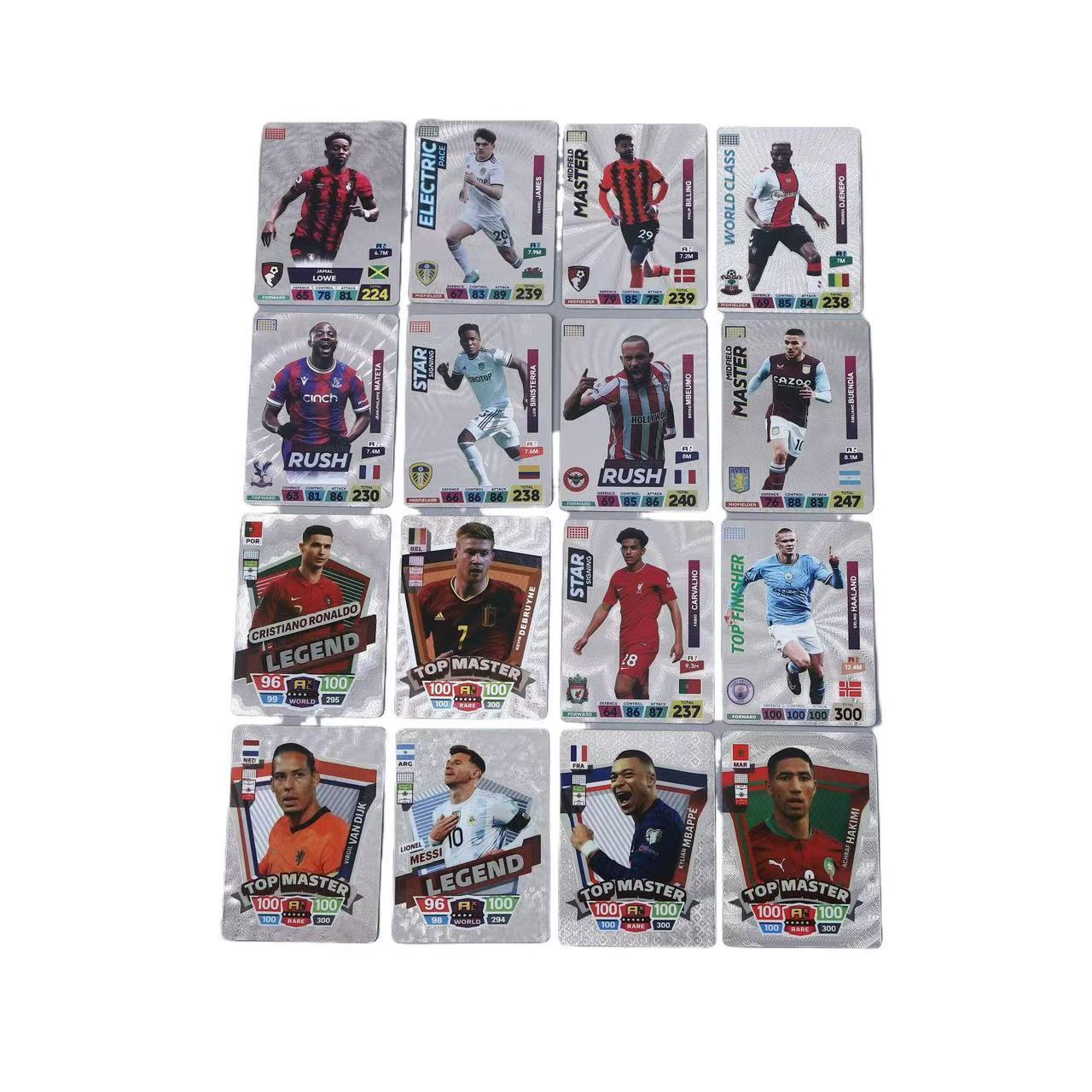 New Football Star Cards World Cup European League Peripheral Star Cards Golden English Gold Foil Cards 55 Pieces