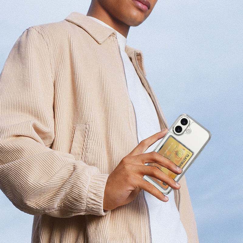 Casual and Portable Side Push Magsafe Card Holder Transparent Pc Magnetic Card Holder Magnet Back Sticker Dual Card Cosmetics Bag Wholesale