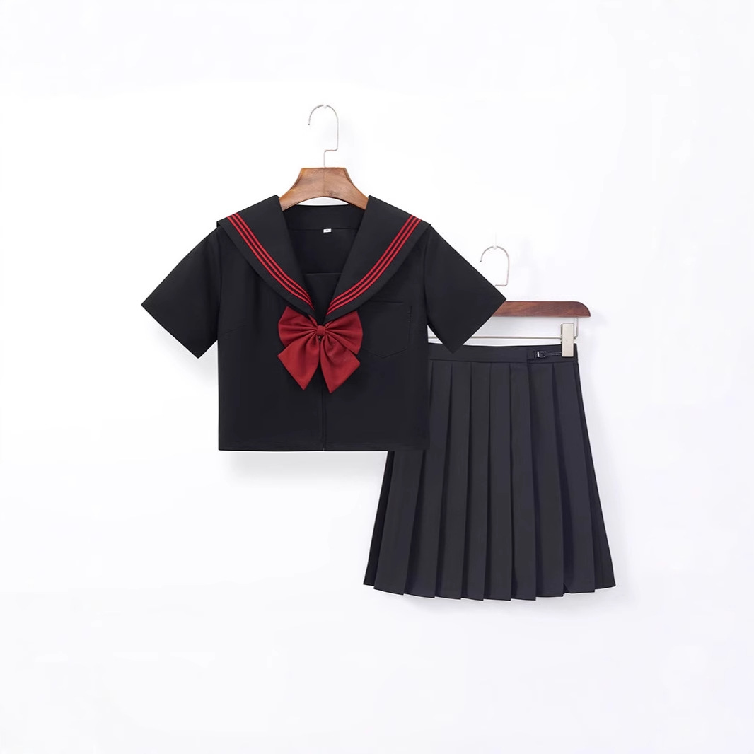 Factory-issued jk uniform red three sailor suit jk school dress genuine suit Japanese college style pleated skirt