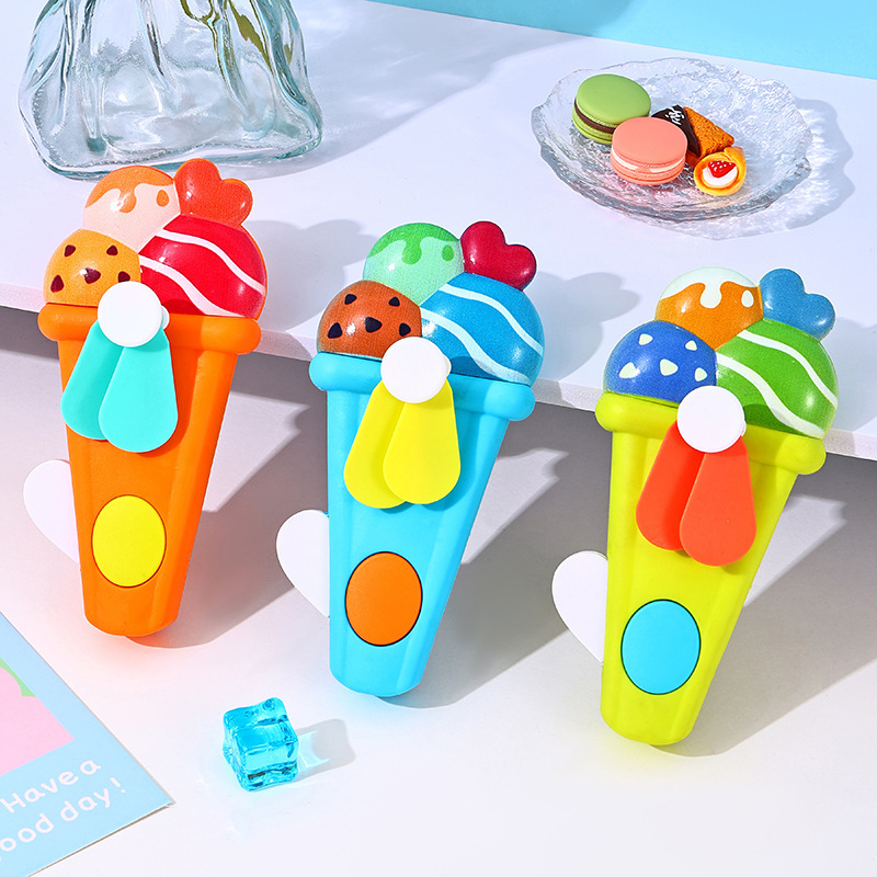Ice Cream Small Fan Children's Handheld Fan Portable Mini Internet Celebrity Hand-Cranked Fan School Gift Toy