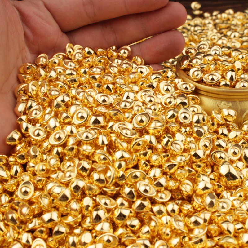 Bagged Packaging Plastic Ingot 1cm Small Ingot Gold Ingot Fortune Ingot Mini Ingot Photo Frame Wholesale