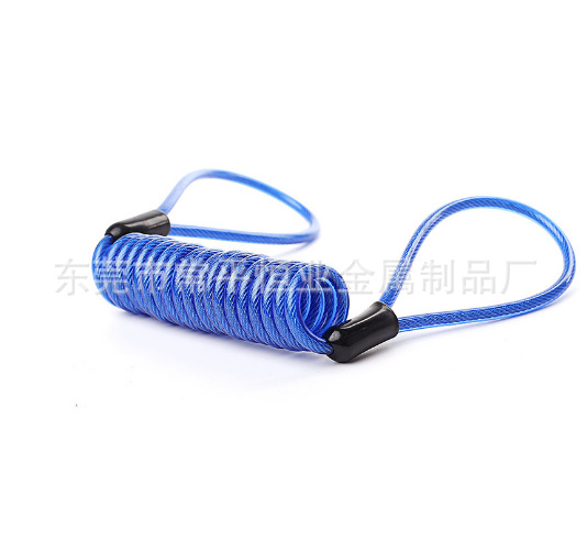 Motorcycle electric car Mountain bike helmet anti-lost disc brake lock spring rope rubber coated steel wire rope reminder rope