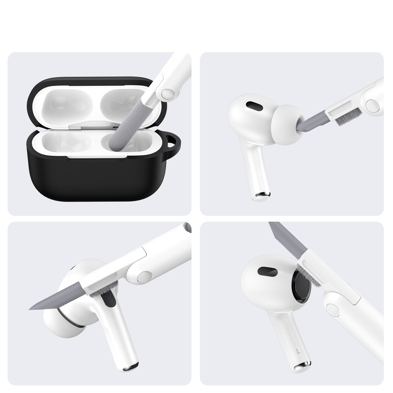 Bluetooth Headset Cleaning Pen, Earphone Compartment Dust Removal Tool, Multifunctional Three-In-One Cleaning Pen Suitable for All Earphones and Mobile Phones