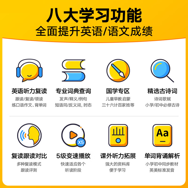 Lihebao English Learning Machine, Primary School Textbook Synchronization, Level 4 and 6 Oral Grading Repeater, Listening Training Tool