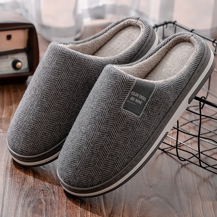 Lidani Cotton Slippers Men's Home Autumn and Winter Non-Slip 2025 New Home Indoor Warm Furry Slippers