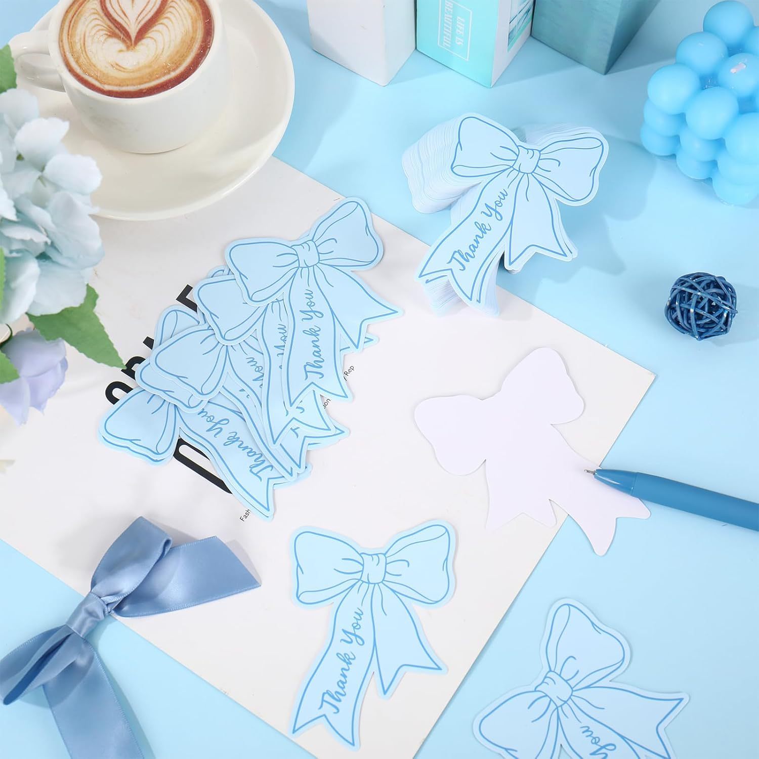 Pink Bow Mini Thank You Card Small Business Card Restaurant DIY Kidsren's Birthday Writable Gift Card Customization