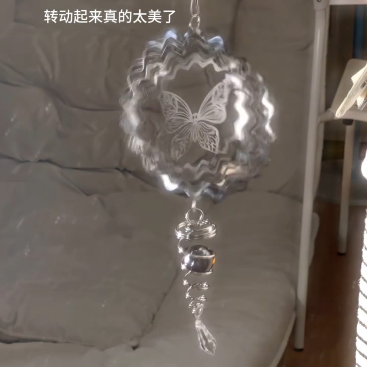 DIY 3D Butterfly Rotating Hanging Ornament Mandala Wind Chime Creative Dream Catcher Indoor Outdoor Door Hanging