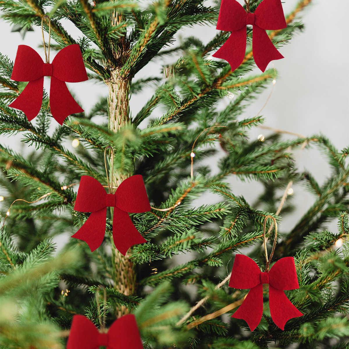 S46 Bow Christmas Tree Ornaments Christmas Home Decoration Ornaments Handmade Jewelry Set of 5