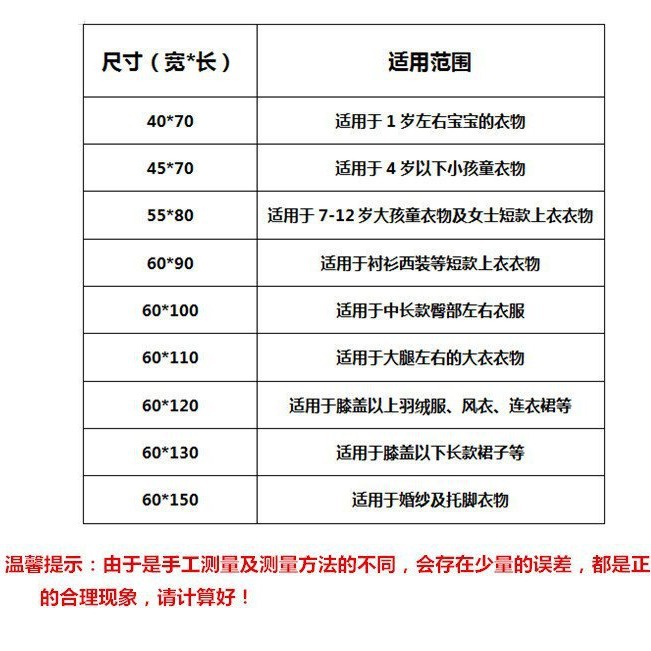 Transparent Pe Thickeneded Clothing Dust Bag Clothing Cover Disposable Suit Jacket Moisture-Proof Plastic Protective Hanging Clothes Packaging Bag