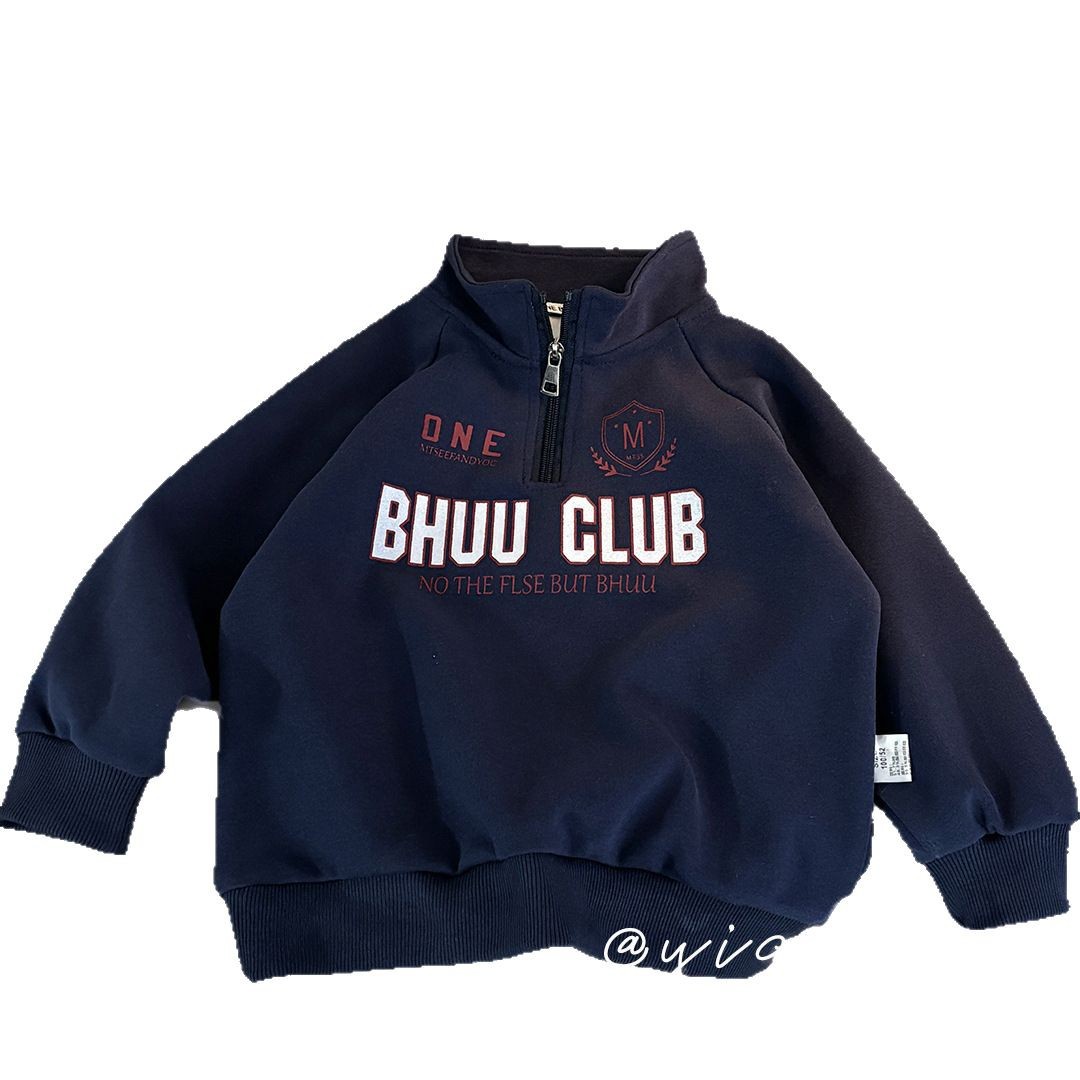 Children's Sweatshirts Spring and Autum New Tops for Boys and Girls, Medium and Large Kidsren's Style Sports Pullovers, Stand-Up Collar, Long-Sleeved Kidsren's Clothing