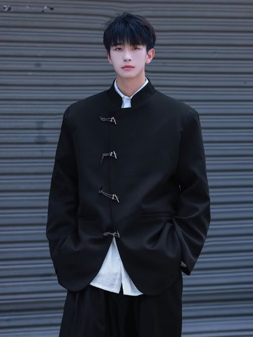 A High-End Shoulder-Padded Tunic, New Chinese-Style Suit Jacket, Men's Niche Design Chinese-Style Suit