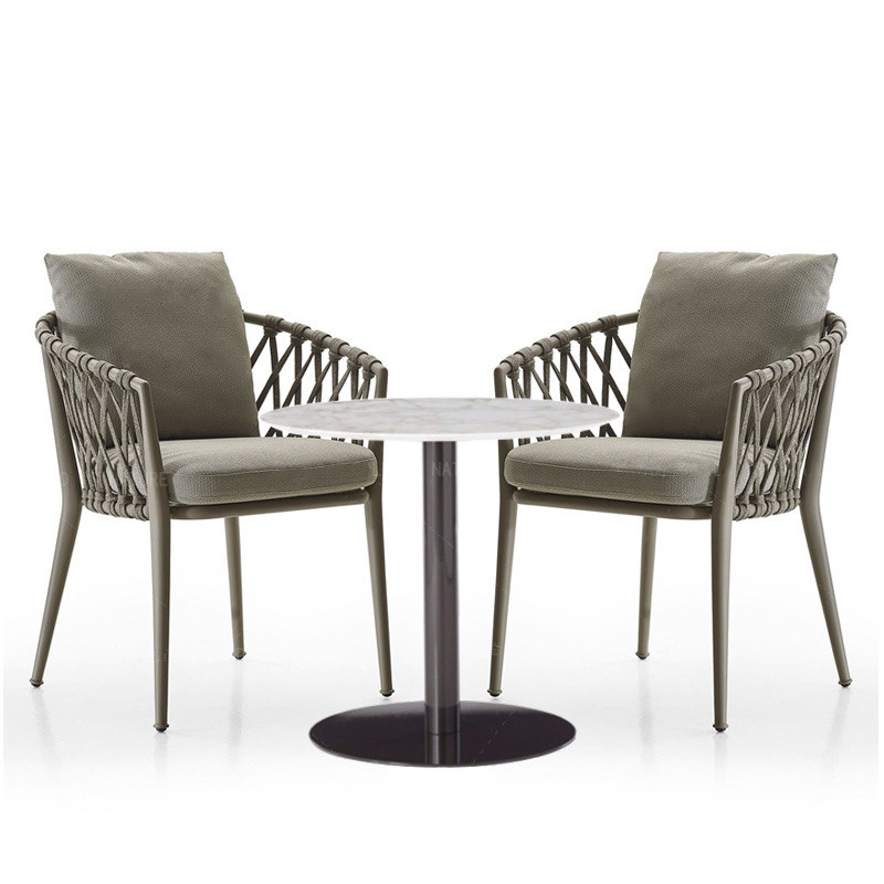 Outdoor Tables and Chairs Courtyard Garden Open-Air Aluminum Rattan Chair Three-Piece Combination B&B Hotel Cafe Rattan Rope Chair