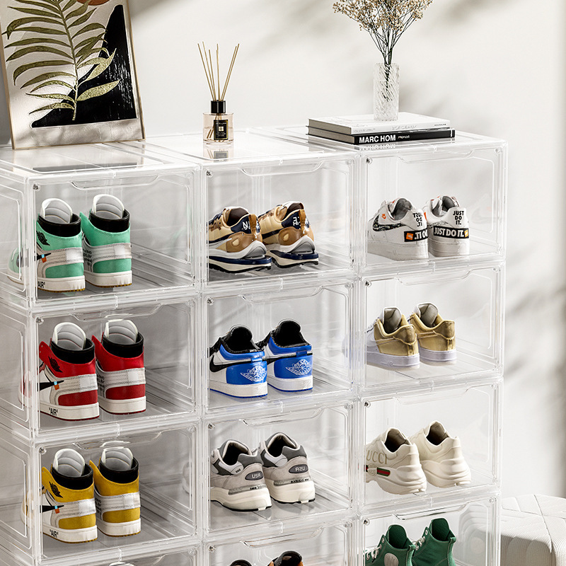 Shoe Box Thickened Sneakers Large Storage Box Flip Transparent Combination Shoe Cabinet Aj Space Artifact Hard Plastic Shoe Rack