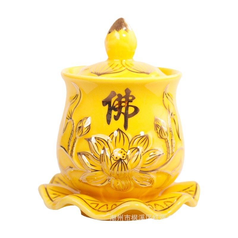 Wholesale Ceramic Cup for Sacred Avalokitesvara Holy Water Cup Buddha Front Water Cup Buddha Water Cup Household Lotus Great Compassion Water Cup