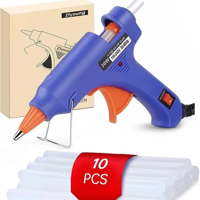 Manufacturer Mini Hot Glue Gun 20W with 10 Pieces Glue Stick 7mm Colorful Handmade DIY Cross-Border Supply with Box
