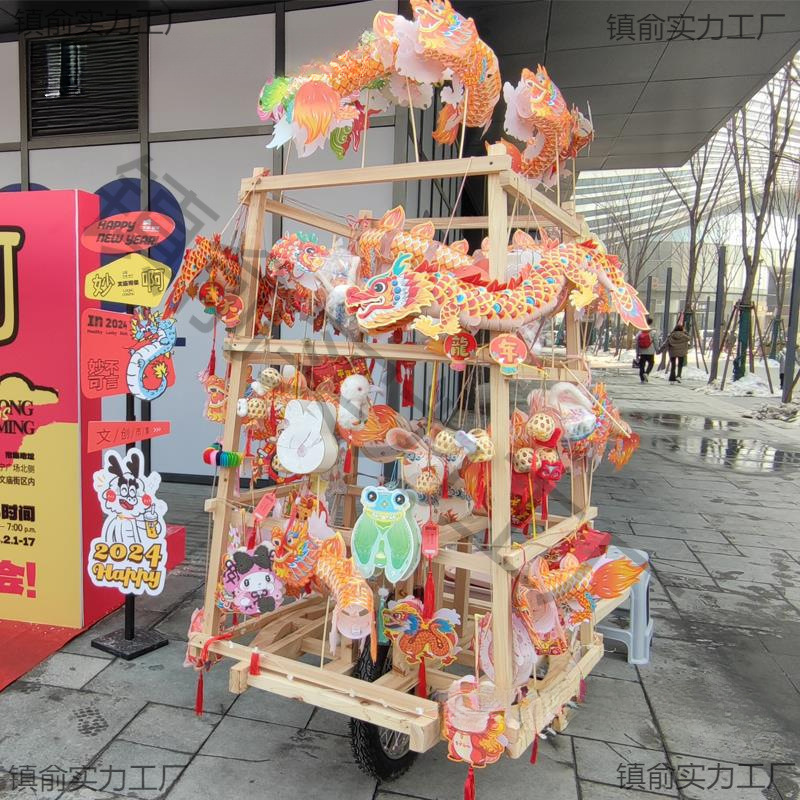 Flowing Fish Lantern Cart, Dragon Lantern Cart, Lantern Cart, Cultural Folk Festival, Festive Peddler Cart