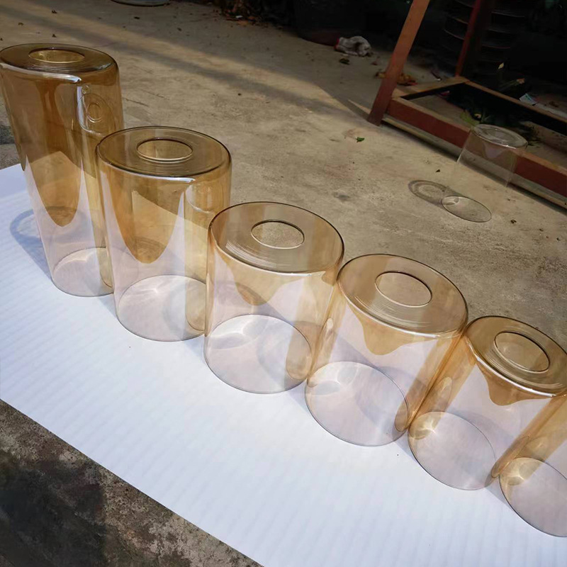 New European Style Glass Lampshade Straight Glass Chandelier Electroplated Amber Decorative Lamp Table Lamp Lampshade Accessories