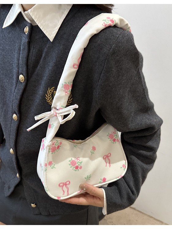 Small Floral Underarm Bag for Women 2025 New Style Small Fresh and Sweet Handbag Trendy Korean Style Fashionable Simple Shoulder Bag