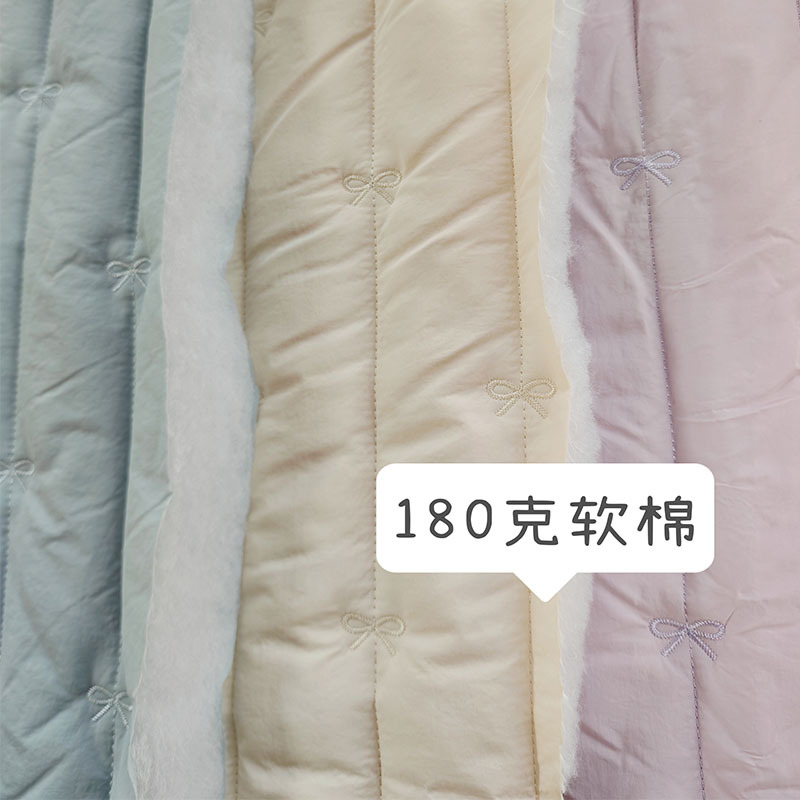 Vertical Quilted Quilted Cotton Fabric with Bow Embroider Korean Quilted Cotton Fabric Cosmetic Bag Cotton Clothing Fabric