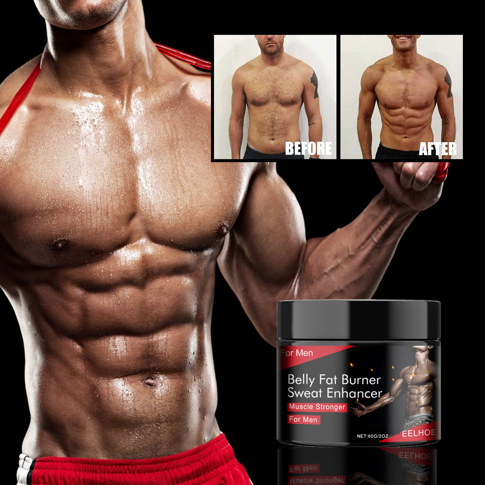 Eelhoe Abdominal Muscle Cream Men's and Women's Shaping Cream Exercise Strengthening Muscle Shaping Exercise Sweat Line Massage Cream