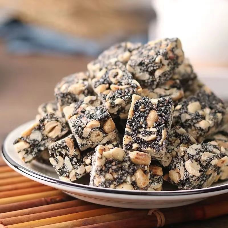 Handmade Black Sesame Peanut Cake, Peanut Candy Specialty, Popular Snacks, Casual Snacks, Snacks to Satisfy Cravings, Old-Fashioned Snacks
