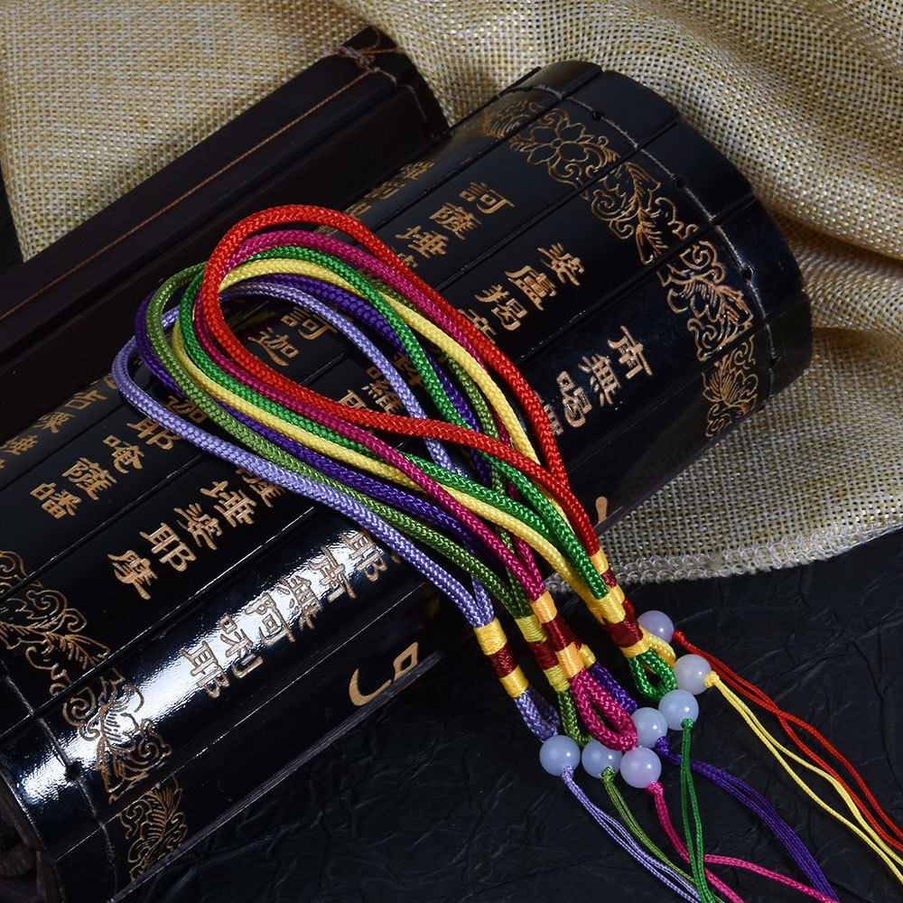 Jade Bead Lanyard Sachet Handle Rope, Buddhist Prayer Bead Lanyard Sachet, Incense Bracelet Lanyard DIY Accessory Rope