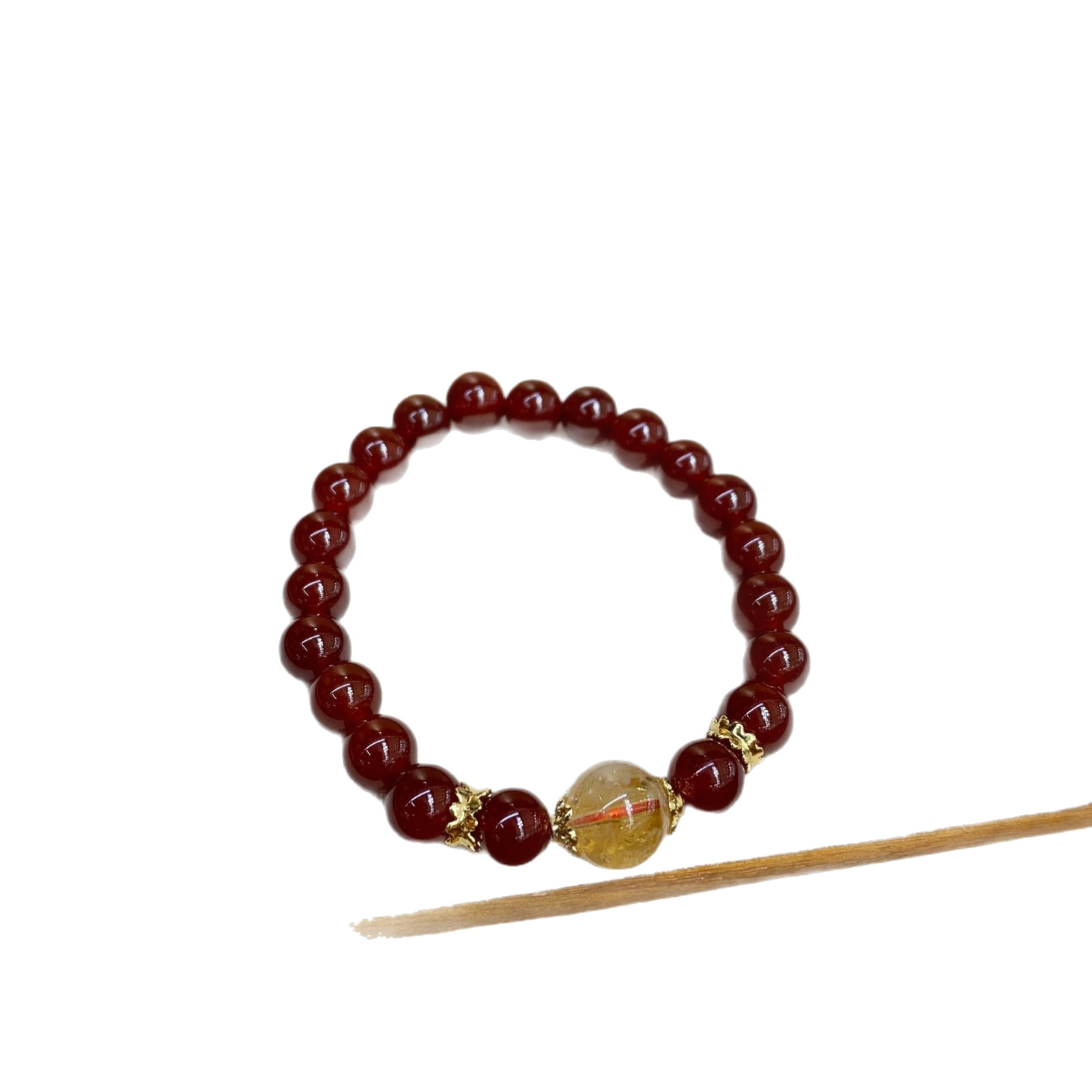 Natural Red Agate Bracelet with Yellow Tower Crystal Citrine Bracelet Simple Light Luxury Original Design Jewelry Wholesale