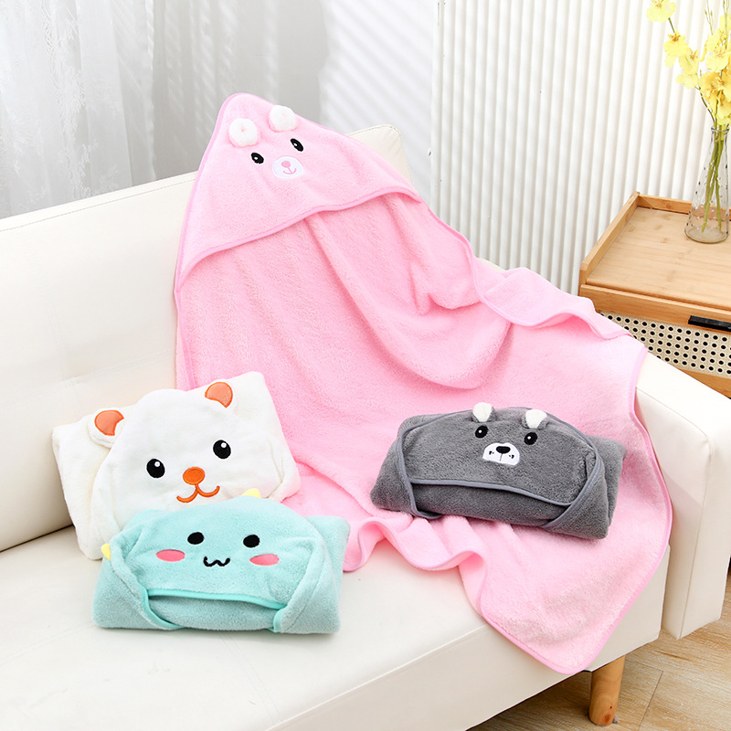 Baby Bath Towel Baby Newborn Children's Hooded Cape Bathrobe Quick-Drying Boys and Girls Absorbent Thickened Baby's Cushion