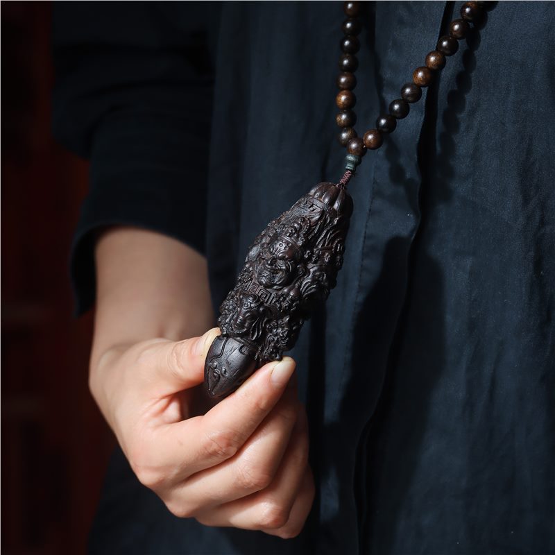Резной из агарового дерева ваджра пестик, подвеска из цельного дерева, портативная подвеска-ожерелье