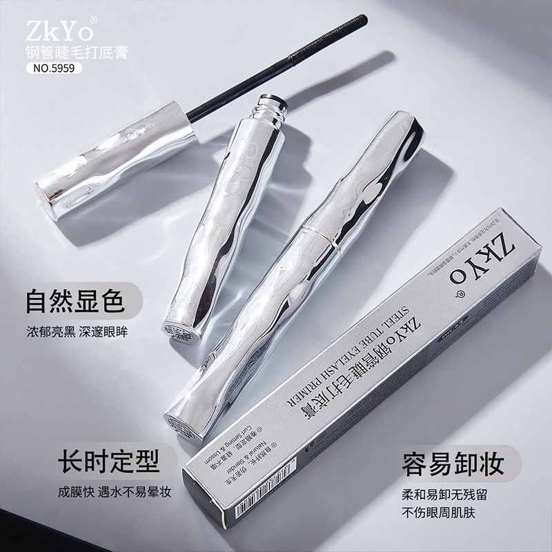 ZkYo Steel Pipe Eyelash Base Cream for Makeup Holding and Curling Waterproof Sweat-proof Slim Long and Sizzling-free Thread Mascara for Hair