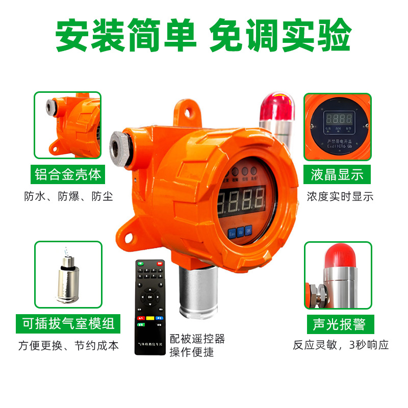 Industrial Explosion-Proof Fixed Gas Alarm Combustible Toxic Chlorine Ammonia Gas Leak Detector Concentration Detector