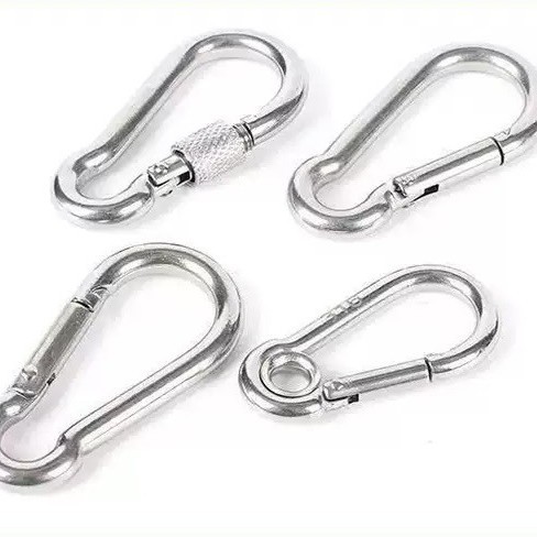 Galvanized Iron Hook with Loop and Nut, Outdoor Spring Buckle, Multi-Functional Hanging Buckle, Carabiner, Connecting Ring, Safety Buckle