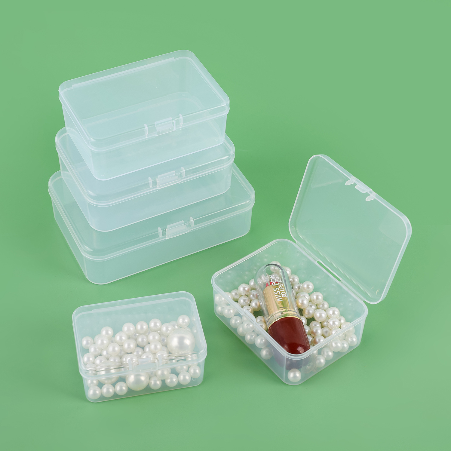 Card film square box rectangular plastic box transparent rice beads floss small product packing box material bracelet storage box