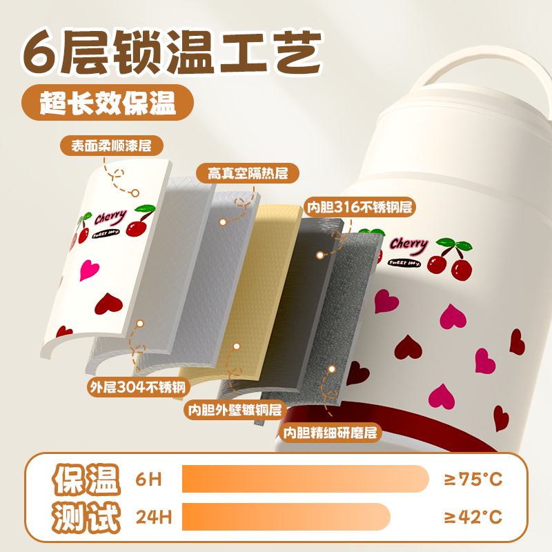 316L Food-Grade Stainless Steel Stewing Cup, Portable and Convenient, Large Capacity Lunch Box for Working Students, New Stewing Pot