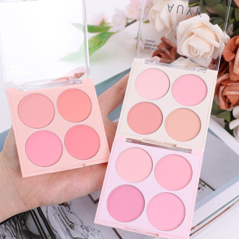 AUYK Colorful Four-color Blush Whitening Natural Nude Makeup Color Contouring Palette Matte Blush Purple Rouge