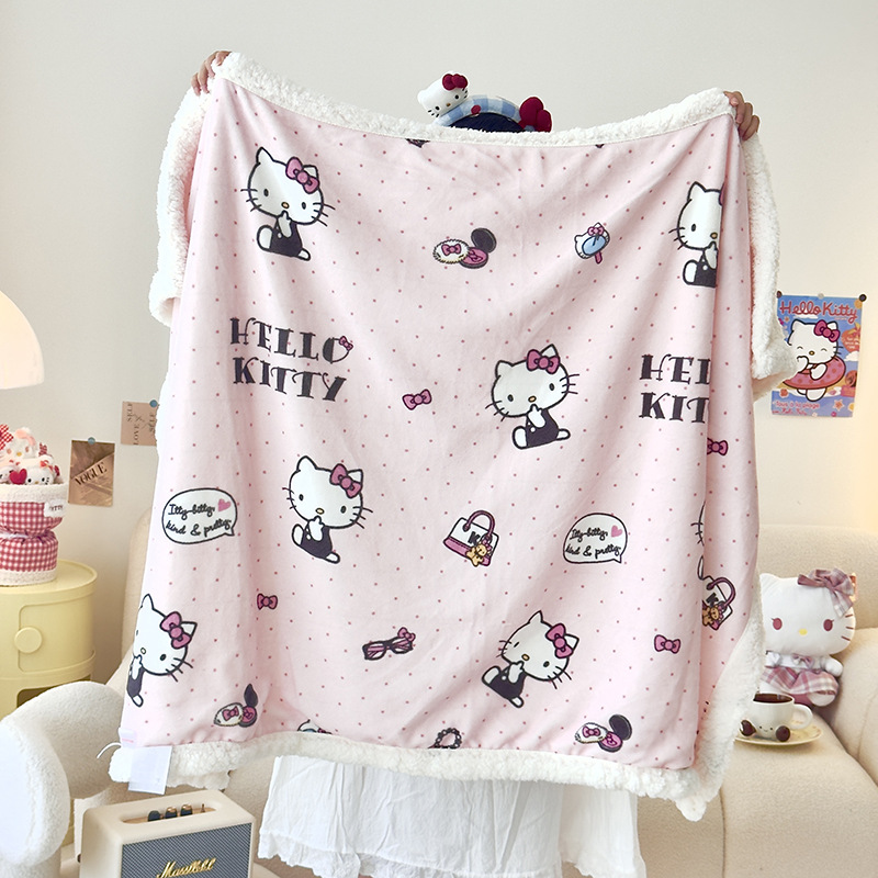 Новое оригинальное одеяло с молнией Sanrio, многофункциональный теплый одеяло из ламового флиса