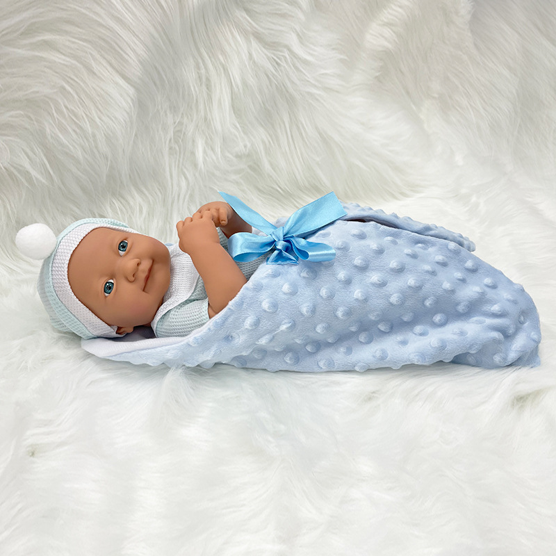 Factory Wholesale 14inch Vinyl Simulation Newborn Doll with Bag Quilt Accessories Girls Toy Reborn Doll