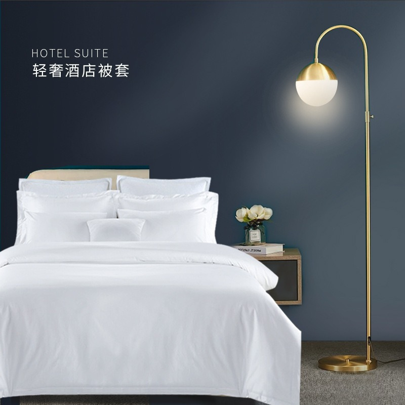 Hotel Linen Bedding Customized Four-Piece Set Pure Cotton White Pillowcase B&B Bed Bed Sheets Quilt Cover Printed with Logo