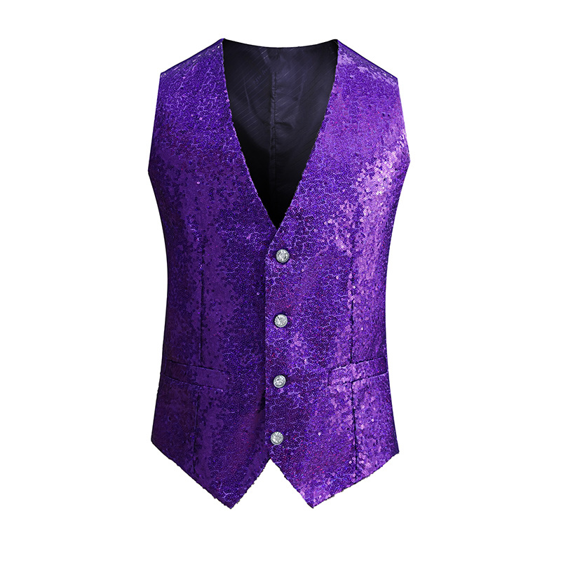 Sexy Export Sequin Vest Men's Performance Clothing Stage Performance Host Chorus Nightclub Sequin Vest Waistcoat