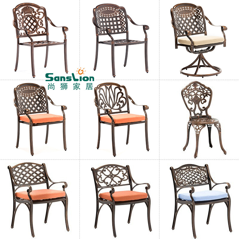 Уличный стулья из литого алюминия, уличный стол и стул, стул для балкона и двора, обеденный стол из литого алюминия, стул с спинкой из литого алюминия, простой