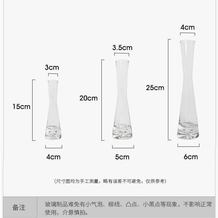 Creative European-style living room transparent glass diagonal artistic simple mini single small vase wholesale luxury water bottle