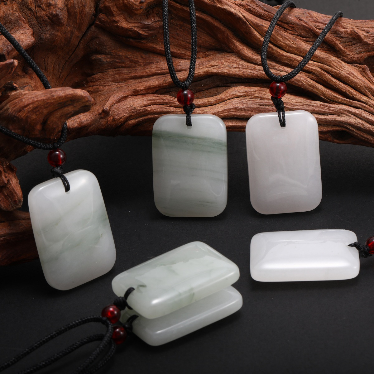Natural Stone Raw Stone Pendant Tianshan Emerald Ping an Wu Shi Brand Tianshan Jade Pendant National Style Wholesale Factory Direct Sales Wholesale