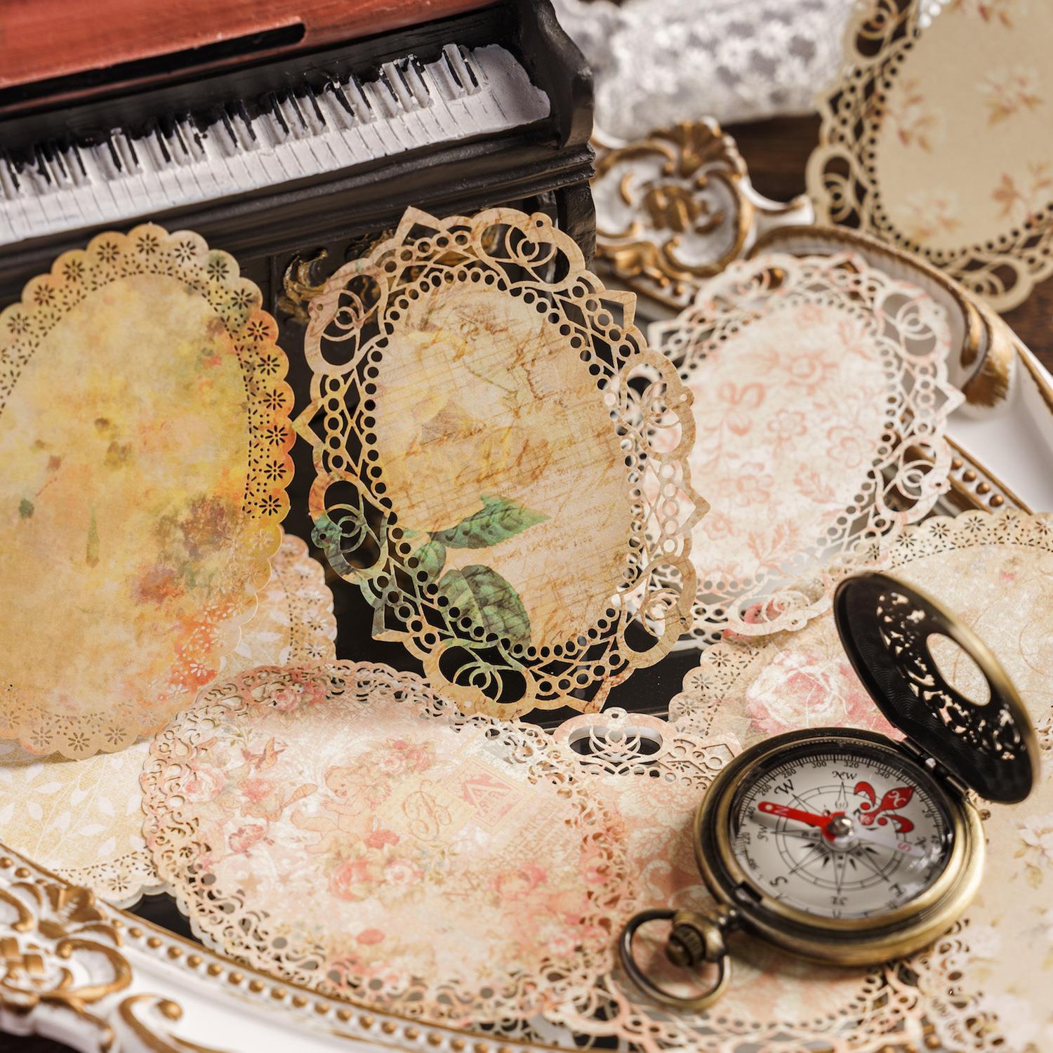 Momo Flower Blooming Series Lace Retro Literary Small Fresh Floral Hand Account Collage Base Material Paper Note