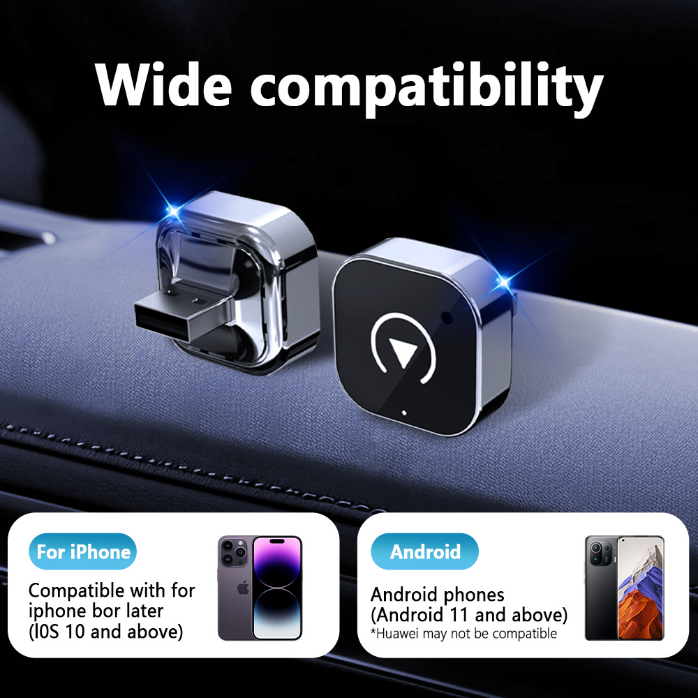 Cross-Border Hot Product Source Factory Wired Carplay to Wireless Carplay Dual Channel Android Apple Interconnection