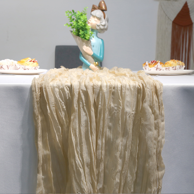 Cross-border silk yarn pleated cheese stripe Halloween Christmas table runner wedding wedding party American crepe tablecloth